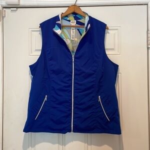 NWT Reversible Golf Vest By Chico’s Zenergy Chico’s Size 3 = US Size XL Blue